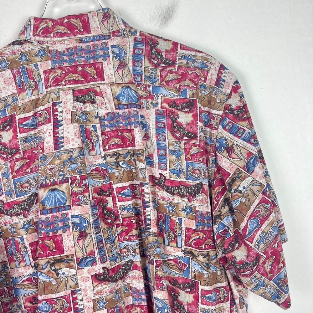 Go Barefoot Hawaiian Shirt Fish Sea Creatures Short Sleeve Size XL EUC L2394 - Picture 10 of 12